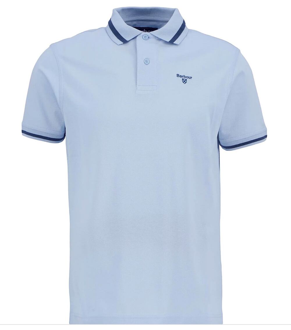 Barbour Ferrybridge Tailored Lightweight Short Sleeve Polo Shirt Ocean Sky XL